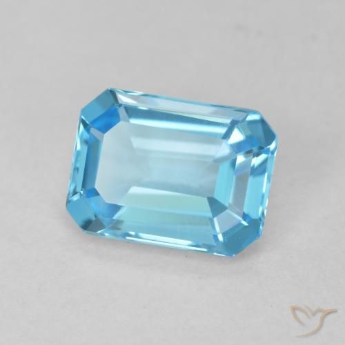 1.80 ct Blue Topaz Stone, Natural Topaz in Octagon Step Cut Shape for Sale