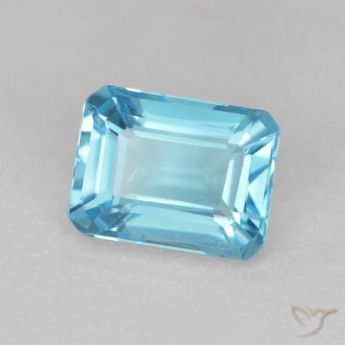2.20 ct Blue Topaz Stone, Natural Topaz in Octagon Step Cut Shape for Sale