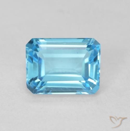 2.14ct Natural Swiss Blue Topaz, Emerald Cut, VVS
