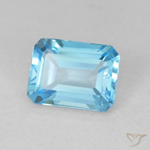 2.08 ct Blue Topaz Stone, Natural Topaz in Octagon Step Cut Shape for Sale