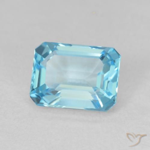 2.20 ct Blue Topaz Stone, Natural Topaz in Octagon Step Cut Shape for Sale