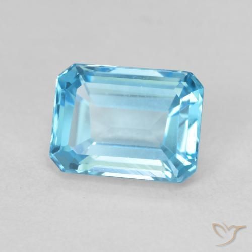 2.14ct Natural Swiss Blue Topaz, Emerald Cut, VVS