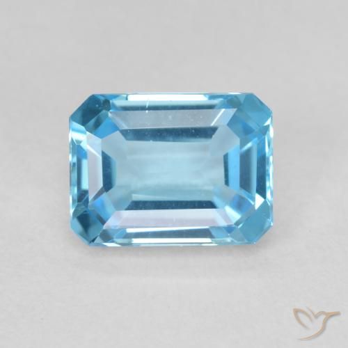 2.06ct Natural Swiss Blue Topaz, Emerald Cut, VVS