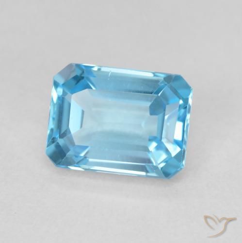 2.06 ct Blue Topaz Stone, Natural Topaz in Octagon Step Cut Shape for Sale