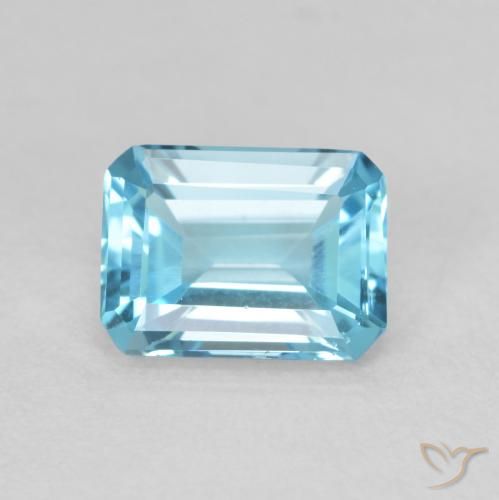1.84 ct Blue Topaz Stone, Natural Topaz in Octagon Step Cut Shape for Sale