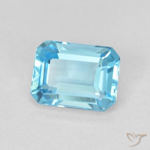 1.86 ct Blue Topaz Stone, Natural Topaz in Octagon Step Cut Shape for Sale