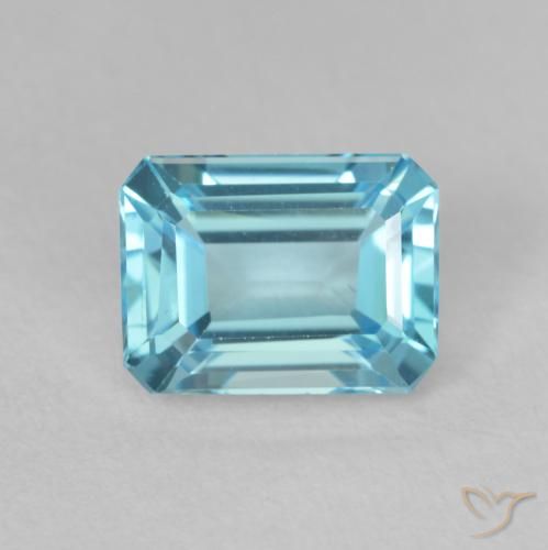 2.00ct Natural Light Sky Blue Topaz, Emerald Cut, VVS