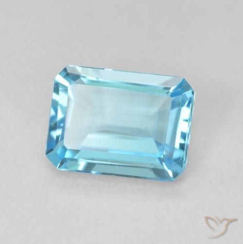 1.77 ct Blue Topaz Stone, Natural Topaz in Octagon Step Cut Shape for Sale