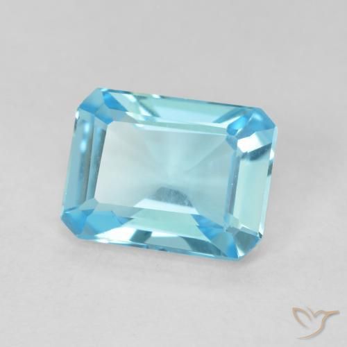 1.68 ct Blue Topaz Stone, Natural Topaz in Octagon Step Cut Shape for Sale