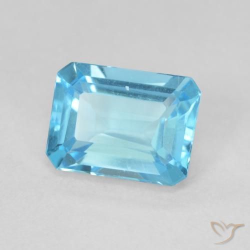 1.87 ct Blue Topaz Stone, Natural Topaz in Octagon Step Cut Shape for Sale