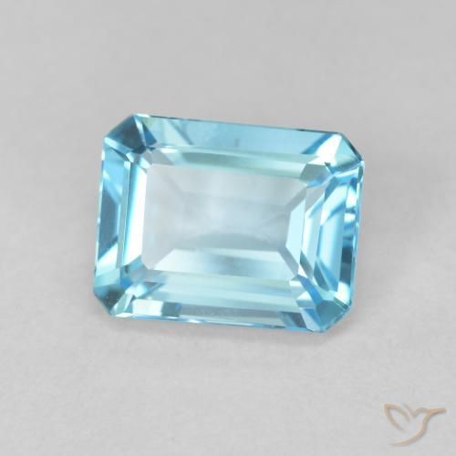 1.95 ct Blue Topaz Stone, Natural Topaz in Octagon Step Cut Shape for Sale