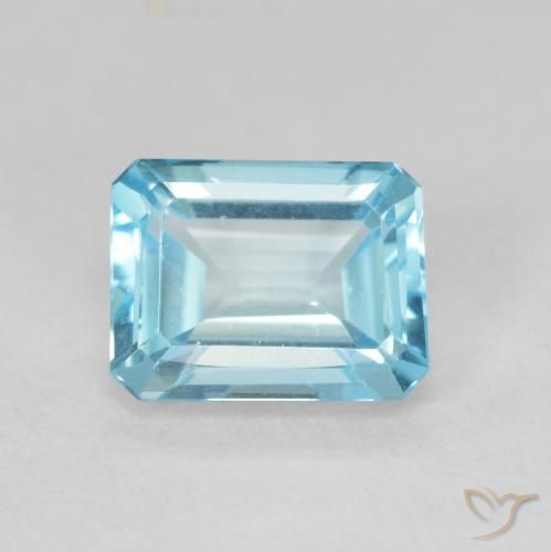 1.97ct Natural Light Blue Topaz, Emerald Cut, VVS