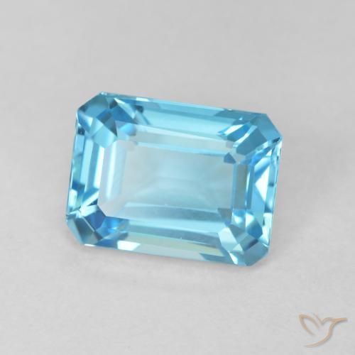 2.02 ct Blue Topaz Stone, Natural Topaz in Octagon Step Cut Shape for Sale
