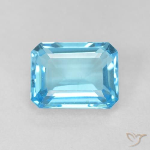 2.17ct Natural Swiss Blue Topaz, Emerald Cut, VVS