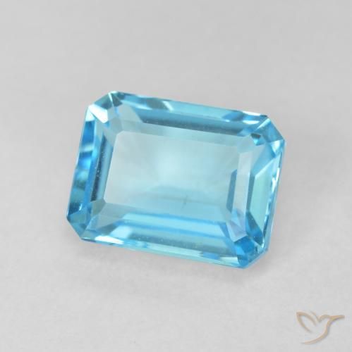 2.17 ct Blue Topaz Stone, Natural Topaz in Octagon Step Cut Shape for Sale
