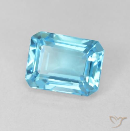 2.08 ct Blue Topaz Stone, Natural Topaz in Octagon Step Cut Shape for Sale