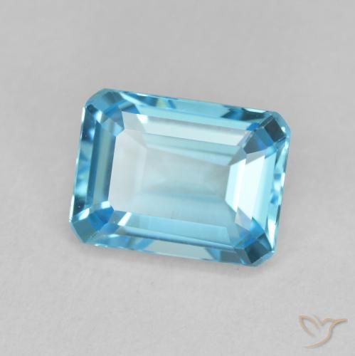 1.95 ct Blue Topaz Stone, Natural Topaz in Octagon Step Cut Shape for Sale