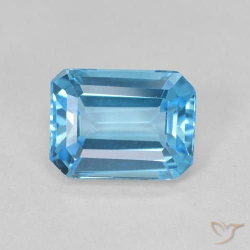 1.97ct Natural Swiss Blue Topaz, Emerald Cut, VVS-VS