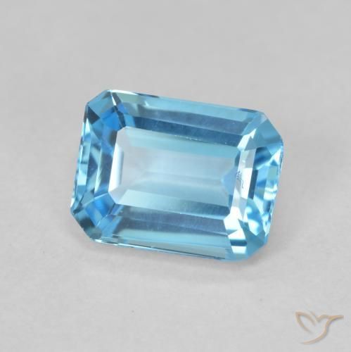1.97 ct Blue Topaz Stone, Natural Topaz in Octagon Step Cut Shape for Sale