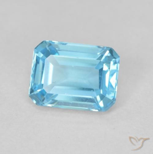 1.98 ct Blue Topaz Stone, Natural Topaz in Octagon Step Cut Shape for Sale