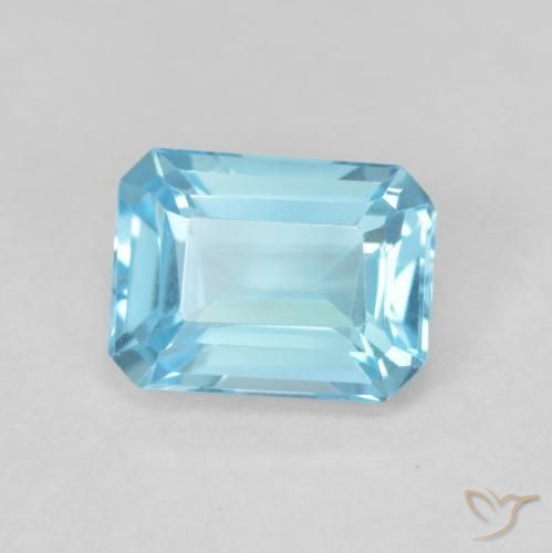 2.13 ct Blue Topaz Stone, Natural Topaz in Octagon Step Cut Shape for Sale