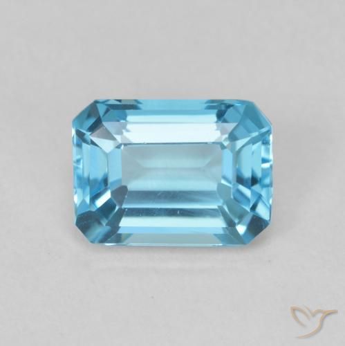 2.00ct Natural Swiss Blue Topaz, Emerald Cut, VVS-VS