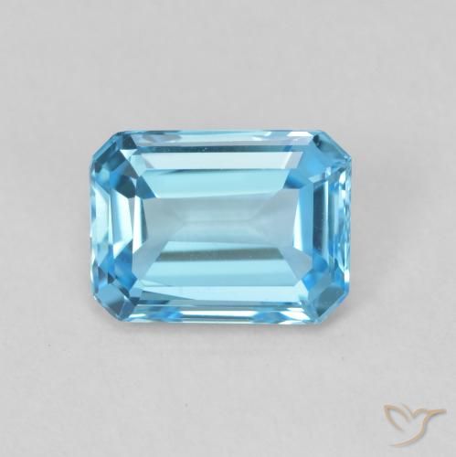 1.80ct Natural Swiss Blue Topaz, Emerald Cut, VVS-VS