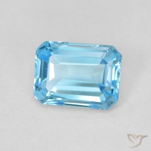 1.80 ct Blue Topaz Stone, Natural Topaz in Octagon Step Cut Shape for Sale