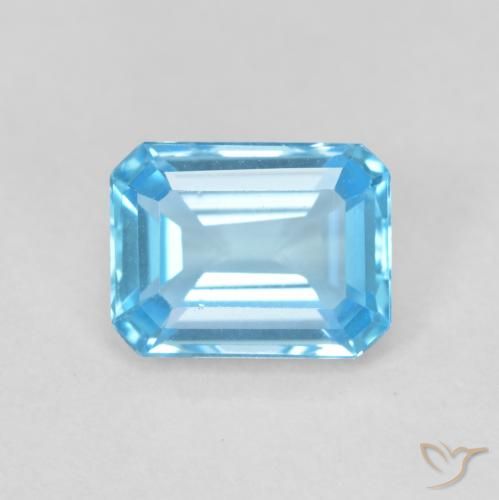 1.82ct Natural Swiss Blue Topaz, Emerald Cut, VVS-VS