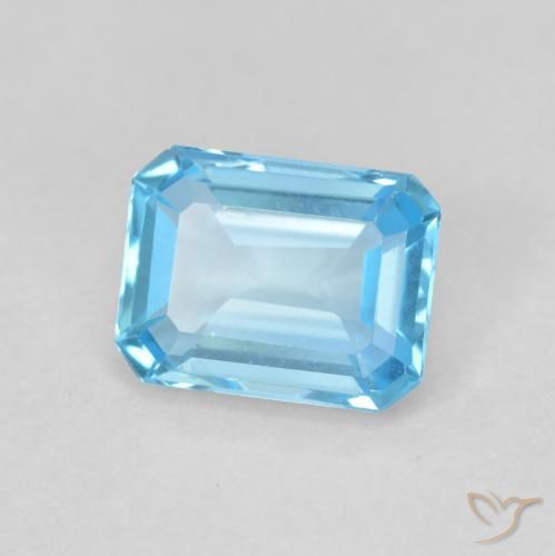 1.82 ct Blue Topaz Stone, Natural Topaz in Octagon Step Cut Shape for Sale