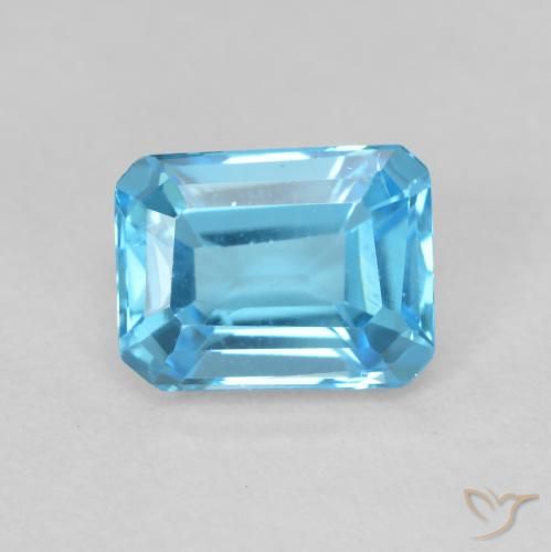 2.05ct Natural Swiss Blue Topaz, Emerald Cut, VVS-VS