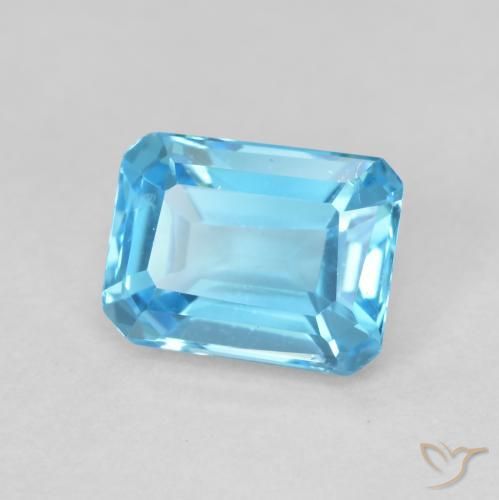 2.05 ct Blue Topaz Stone, Natural Topaz in Octagon Step Cut Shape for Sale