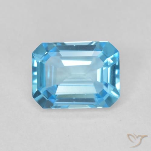 1.76ct Natural Swiss Blue Topaz, Emerald Cut, VVS-VS