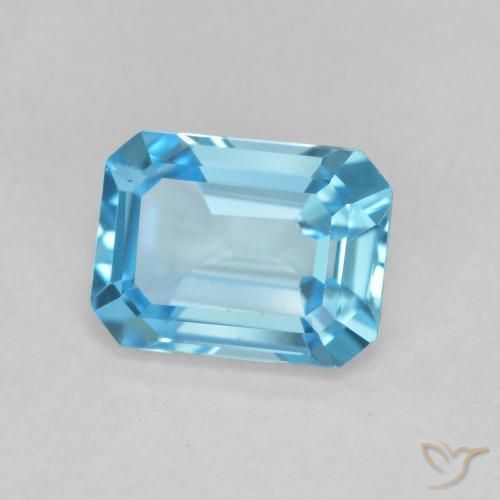1.76 ct Blue Topaz Stone, Natural Topaz in Octagon Step Cut Shape for Sale