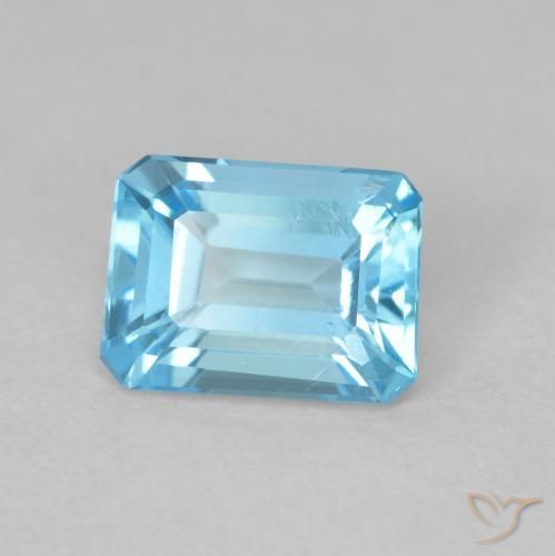 1.89 ct Blue Topaz Stone, Natural Topaz in Octagon Step Cut Shape for Sale