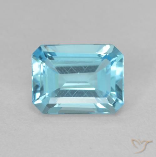 2.08ct Natural Light Blue Topaz, Emerald Cut, VVS-VS