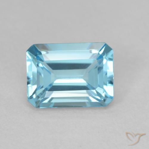 2.02ct Natural Light Blue Topaz, Emerald Cut, VVS-VS