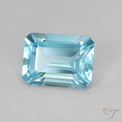2.02 ct Blue Topaz Stone, Natural Topaz in Octagon Step Cut Shape for Sale
