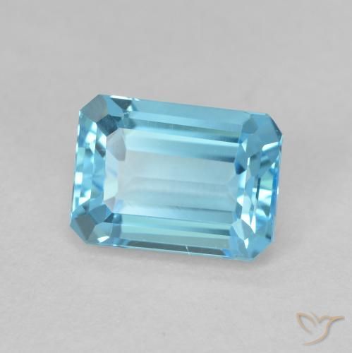 2.10 ct Blue Topaz Stone, Natural Topaz in Octagon Step Cut Shape for Sale