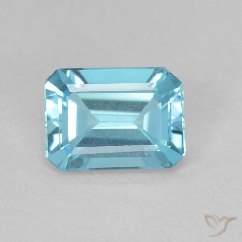 1.68ct Natural Light Blue Topaz, Emerald Cut, VVS-VS
