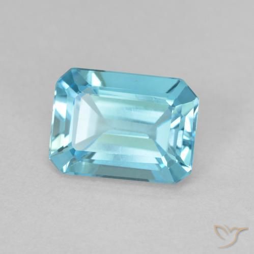 1.68 ct Blue Topaz Stone, Natural Topaz in Octagon Step Cut Shape for Sale