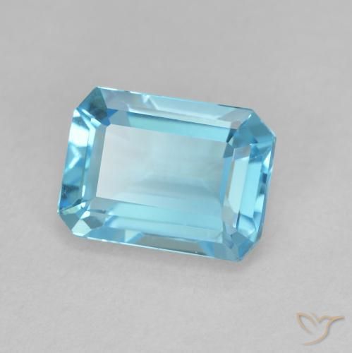 2.00 ct Blue Topaz Stone, Natural Topaz in Octagon Step Cut Shape for Sale