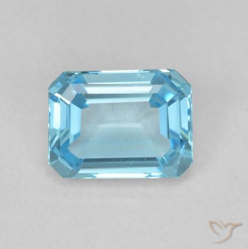 2.00ct Natural Swiss Blue Topaz, Emerald Cut, VVS-VS
