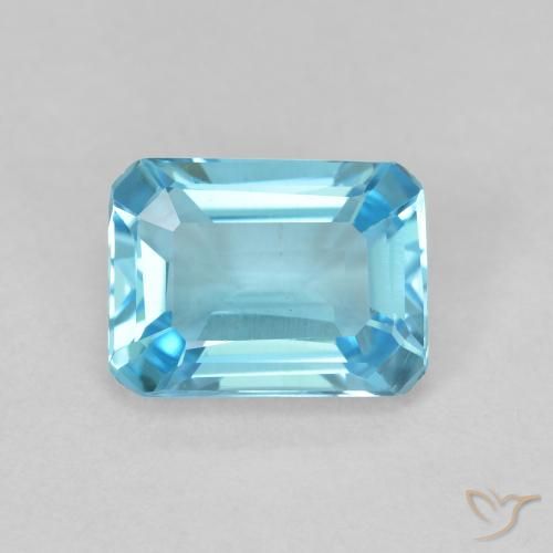 1.91ct Natural Light Sky Blue Topaz, Emerald Cut, VVS-VS