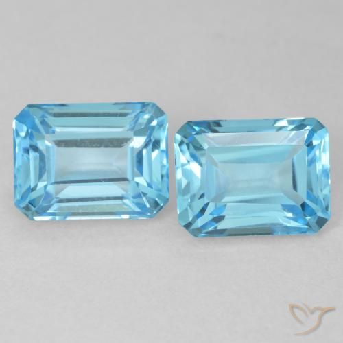 4.34 ctw Blue Topaz Stones, Natural Topaz in Octagon Step Cut Shape for Sale