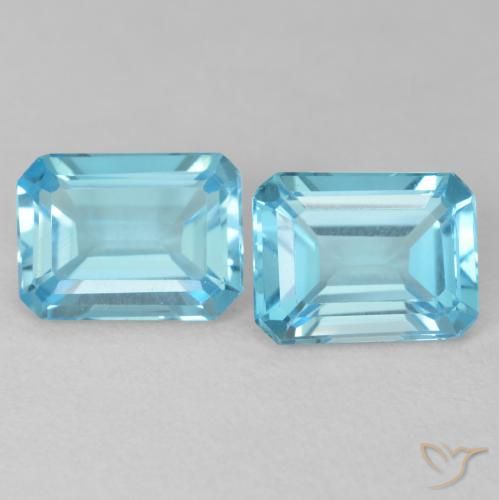 3.70ctw Natural Light Greenish Blue Topaz, Emerald Cut, VVS-VS