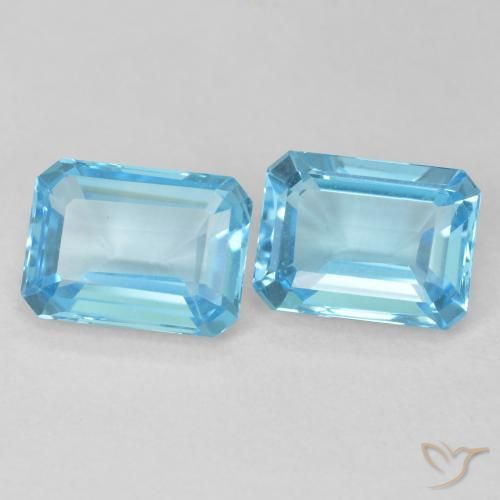 3.68 ctw Blue Topaz Stones, Natural Topaz in Octagon Step Cut Shape for Sale