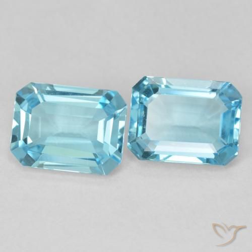 3.32 ctw Blue Topaz Stones, Natural Topaz in Octagon Step Cut Shape for Sale