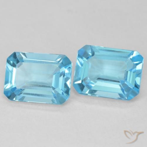 3.62 ctw Blue Topaz Stones, Natural Topaz in Octagon Step Cut Shape for Sale