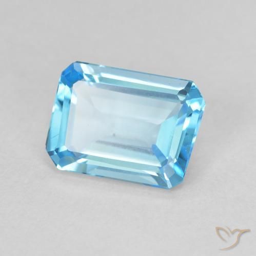 1.62 ct Blue Topaz Stone, Natural Topaz in Octagon Step Cut Shape for Sale